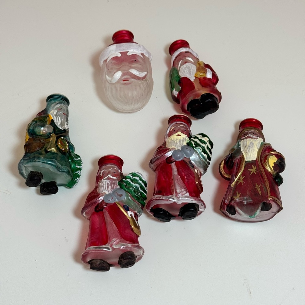 Vintage Old World Christmas Glass Christmas Light Covers Santa Lot Of of 6